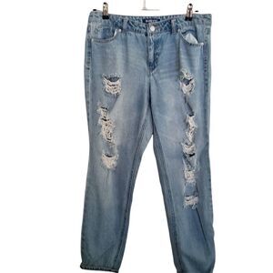 Blue Spice Highly Distressed Straight Leg Jeans